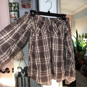 Off the shoulders plaid top